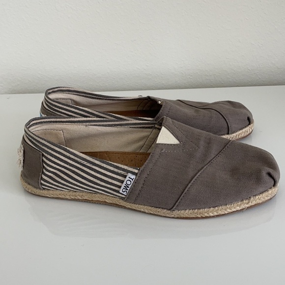 Toms University Ash Grey Striped Espadrille Flats - Picture 5 of 10